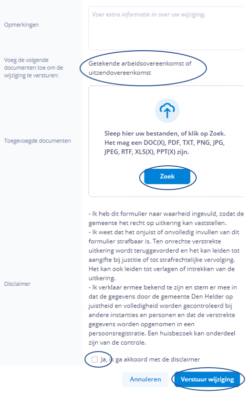 Pagina Wijzigingen doorgeven versturen