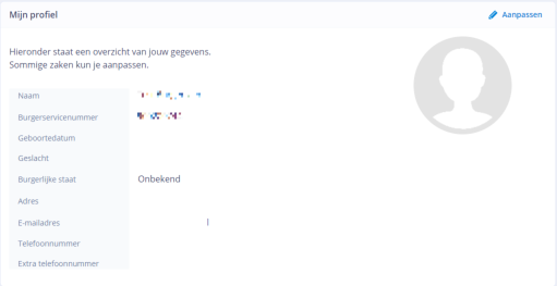 Scherm mijn profiel