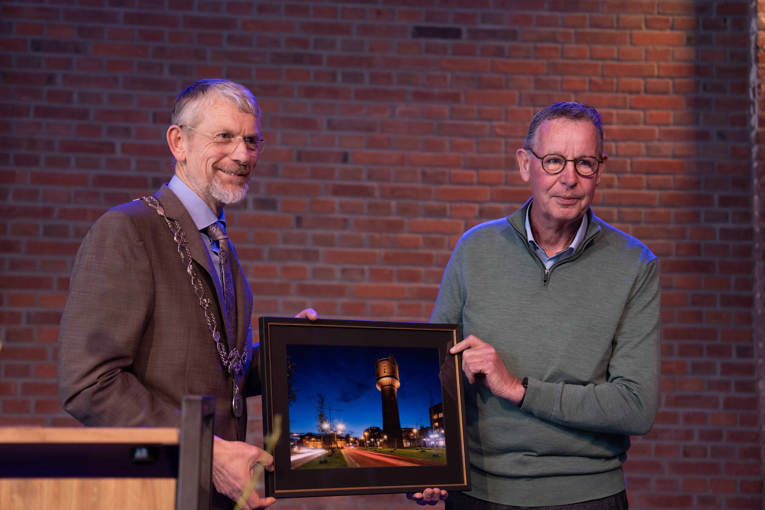 Peter de Vrij en burgemeester De Boer