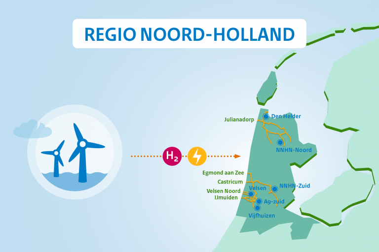 Plattegrond van Noord-Holland met plaatsnamen
