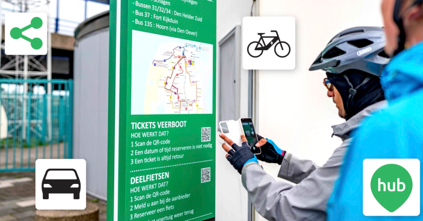 Fietser bij een Mobipunt
